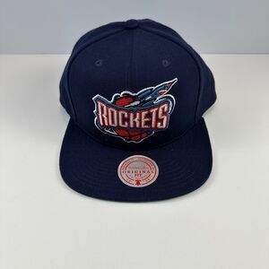 Mitchell & Ness Houston Rockets NBA Vintage Logo Snapback Cap Navy Blue‎